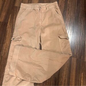 American Eagle Outfitters Super High Rise Wide Leg Tan Corduroy Cargo Pants 10L